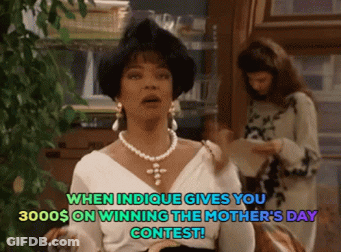Woman In Pearl Necklace Says When Indicque Gives You 3000 On Winning Mother's Day Contest GIF