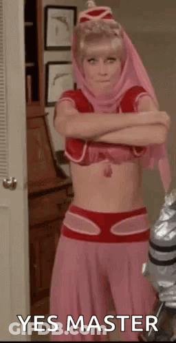 Woman In Pink And Red Costume Arms Crossed Yes Master GIF