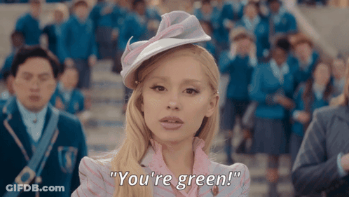 Woman In Pink And White Hat Says You're Green GIF