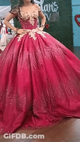 Woman In Pink Ball Gown By Lan's Sign GIF