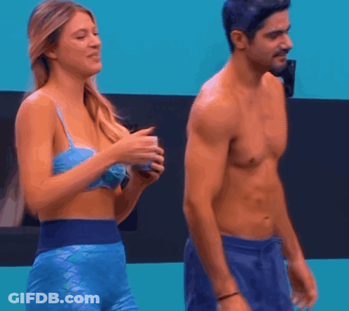 Woman In Pink Bikini Dancing In Bathroom GIF