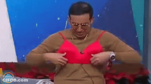 Woman In Pink Bikini Standing In Front Of Man In Plaid Shirt HD GIF