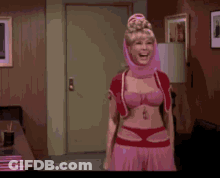 Woman In Pink Costume Dancing GIF