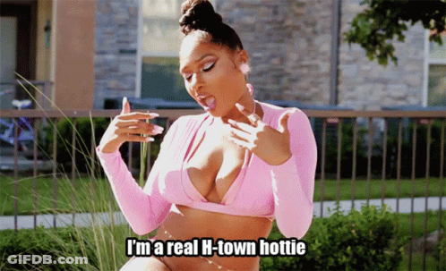 Woman In Pink Crop Top Saying I'm A Real H-Town Hottie GIF