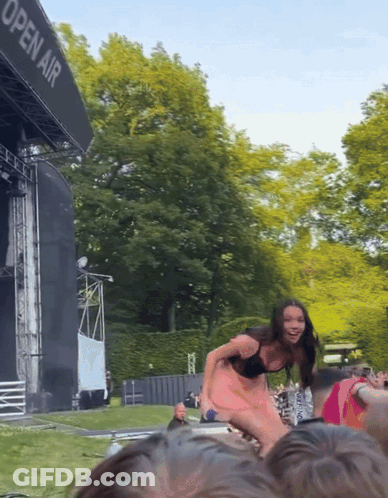 Woman In Pink Dress Dancing GIF