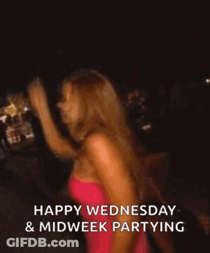 Woman In Pink Dress Dancing Happy Wednesday Midweek Partying GIF