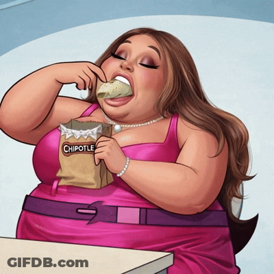 Woman In Pink Dress Eating Chipotle Sandwich GIF