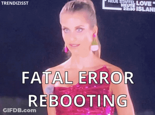 Woman In Pink Dress Fatal Error Rebooting GIF
