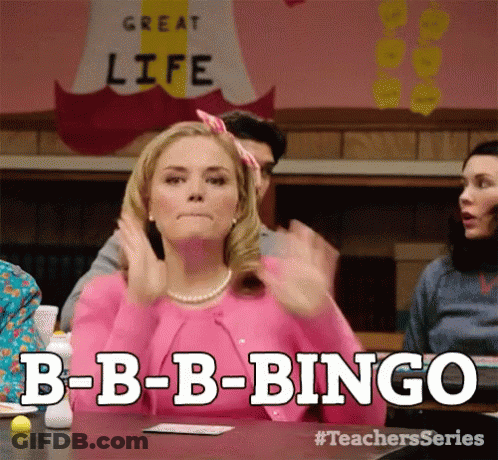 Woman In Pink Dress Hands Up Saying B-B-B-Bingo GIF