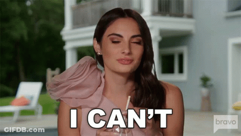 Woman In Pink Dress Holding Glass Saying I Can't GIF
