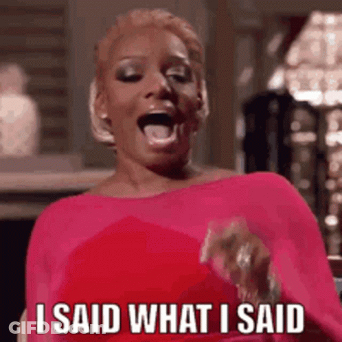 Woman In Pink Dress Making Funny Face Saying I Said What I Said GIF