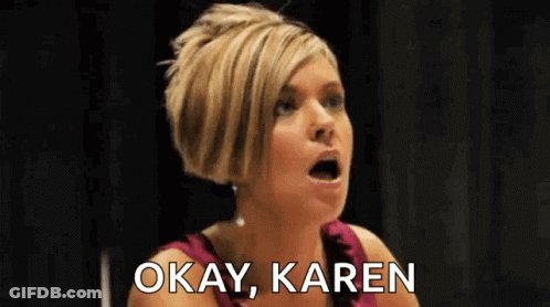 Woman In Pink Dress Making Funny Face Saying Okay Karen GIF