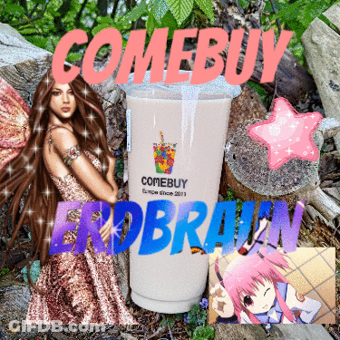 Woman In Pink Dress Next To Comebuy Cup GIF