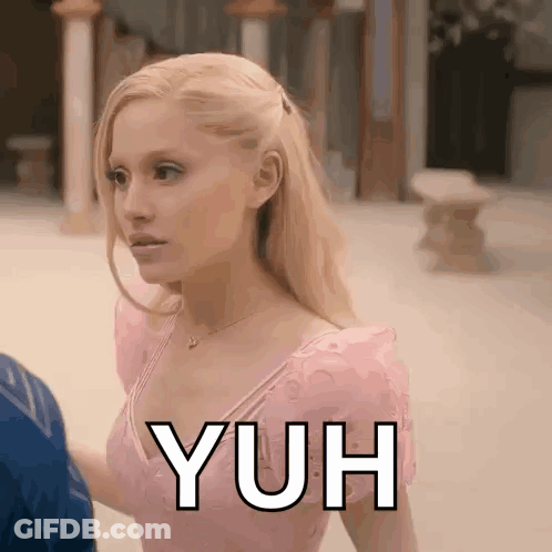 Woman In Pink Dress Next To Man Saying Yuh GIF