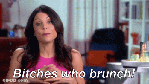 Woman In Pink Dress Saying Bitches Who Brunch GIF