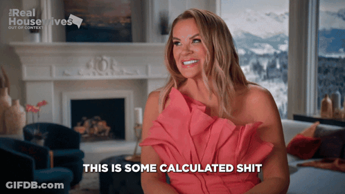 Woman In Pink Dress Saying This Is Some Calculated Shit GIF