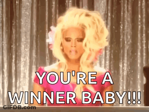 Woman In Pink Dress Saying Youre A Winner Baby GIF