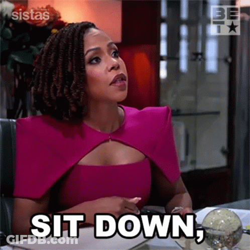 Woman In Pink Dress Sitting With Sit Down GIF