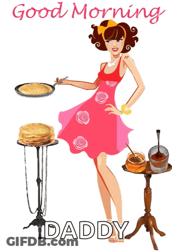 Woman In Pink Dress Throwing Pancakes GIF