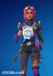 Woman In Pink Goggles And Purple Gloves GIF