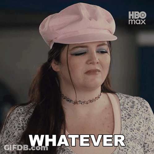Woman In Pink Hat Saying Whatever GIF