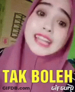 Woman In Pink Hijab Making Funny Face Saying Tak Boleh GIF