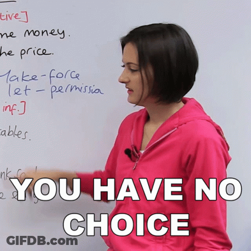 Woman In Pink Hoodie Says You Have No Choice GIF
