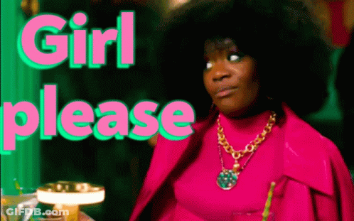 Woman In Pink Jacket And Necklace Says Girl Please GIF