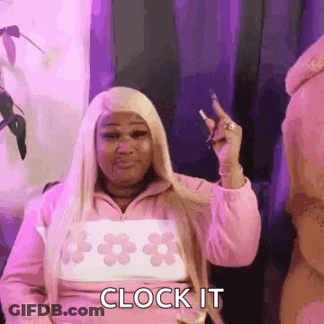 Woman In Pink Jacket Saying Clock It GIF
