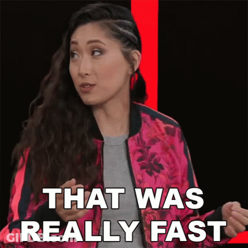 Woman In Pink Jacket Saying That Was Really Fast GIF