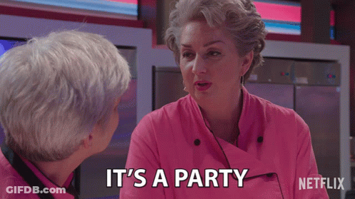 Woman In Pink Jacket Says It's A Party GIF