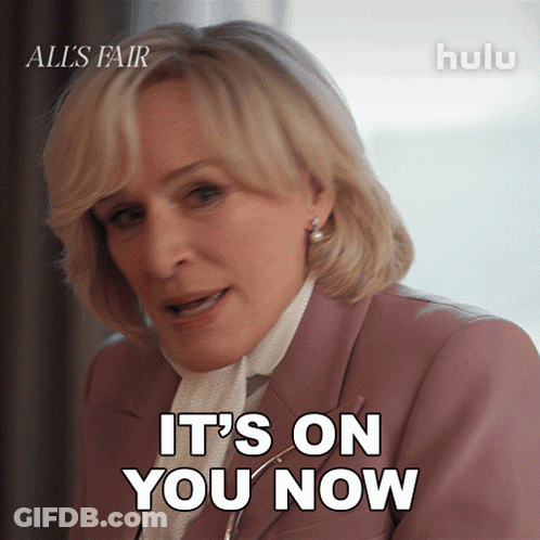Woman In Pink Jacket Says It's On You Now GIF