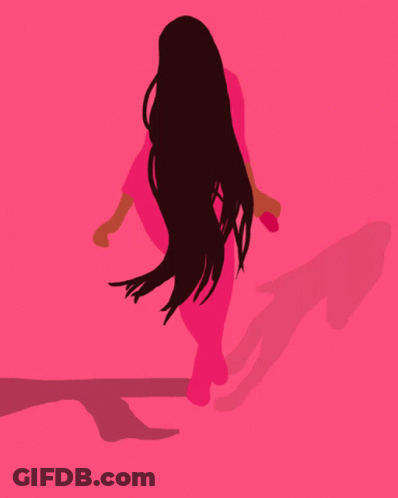 Woman In Pink Jumpsuit With Long Black Hair GIF