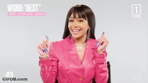 Woman In Pink Leather Jacket With Best I Ever Had Drake GIF