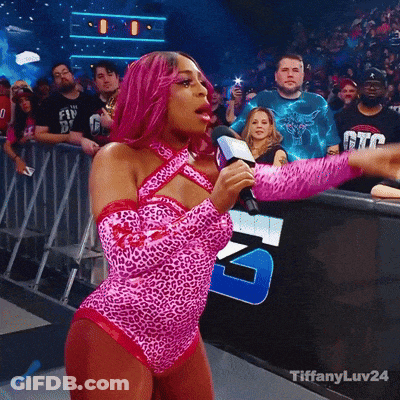 Woman In Pink Leopard Bodysuit Holding Microphone #Tiffanyluv24 GIF