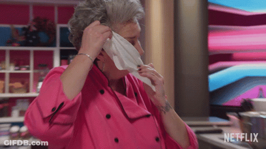 Woman In Pink Nervous Sweat GIF