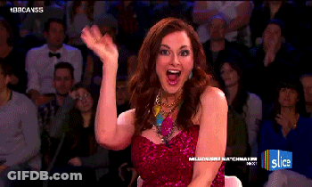 Woman In Pink Sequined Dress On TV Saying Slice GIF