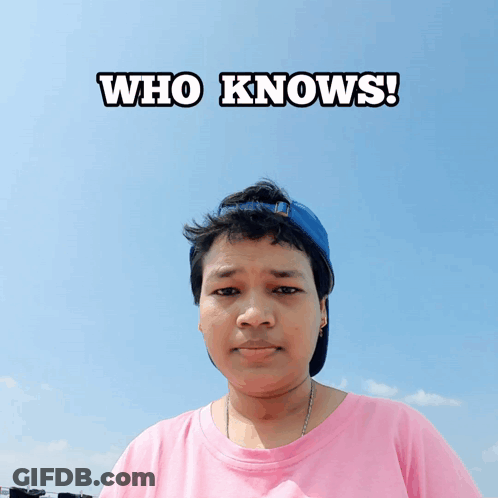 Woman In Pink Shirt And Blue Hat Who Knows GIF