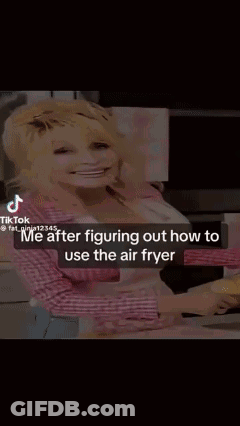 Woman In Pink Shirt Explaining How To Use Air Fryer GIF