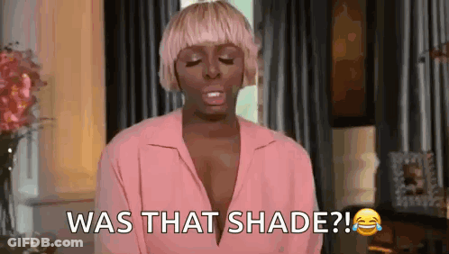 Woman In Pink Shirt Laughing Saying Was That Shade GIF