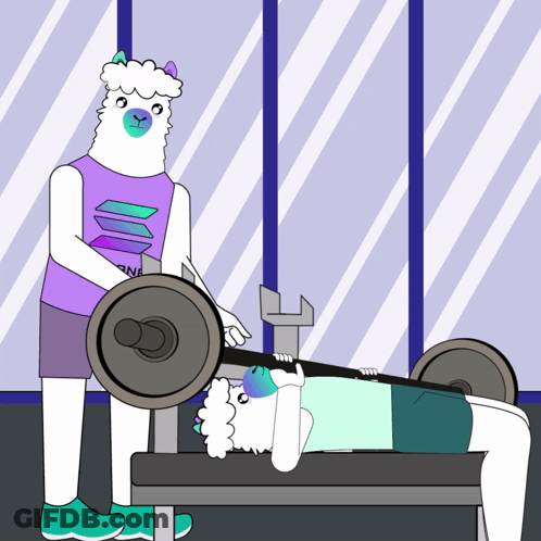 Woman In Pink Shirt Lifting Barbell With Lotto Sign On Head GIF