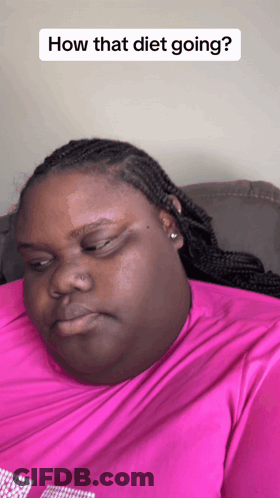 Woman In Pink Shirt Saying How That Diet Going GIF