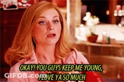 Woman In Pink Shirt Saying Okay You Guys Keep Me Young I Love Ya So Much GIF