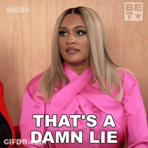 Woman In Pink Shirt Saying That's A Damn Lie GIF