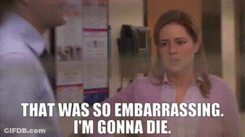 Woman In Pink Shirt Saying That Was Embarrassing GIF