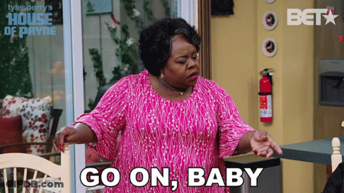 Woman In Pink Shirt Says Go On Baby GIF