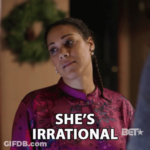 Woman In Pink Shirt Says She's Irrational GIF
