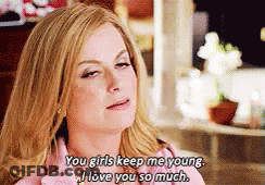 Woman In Pink Shirt Says You Girls Keep Me Young I Love You So Much GIF