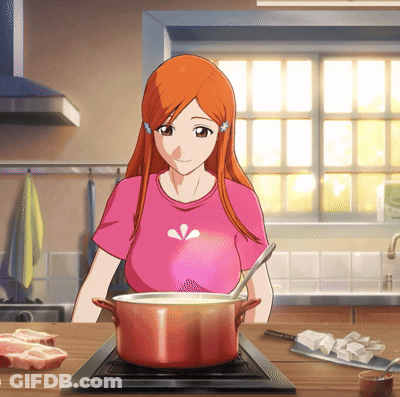 Woman In Pink Stirring Pot GIF