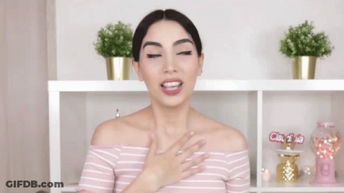 Woman In Pink Striped Shirt With Claudi GIF